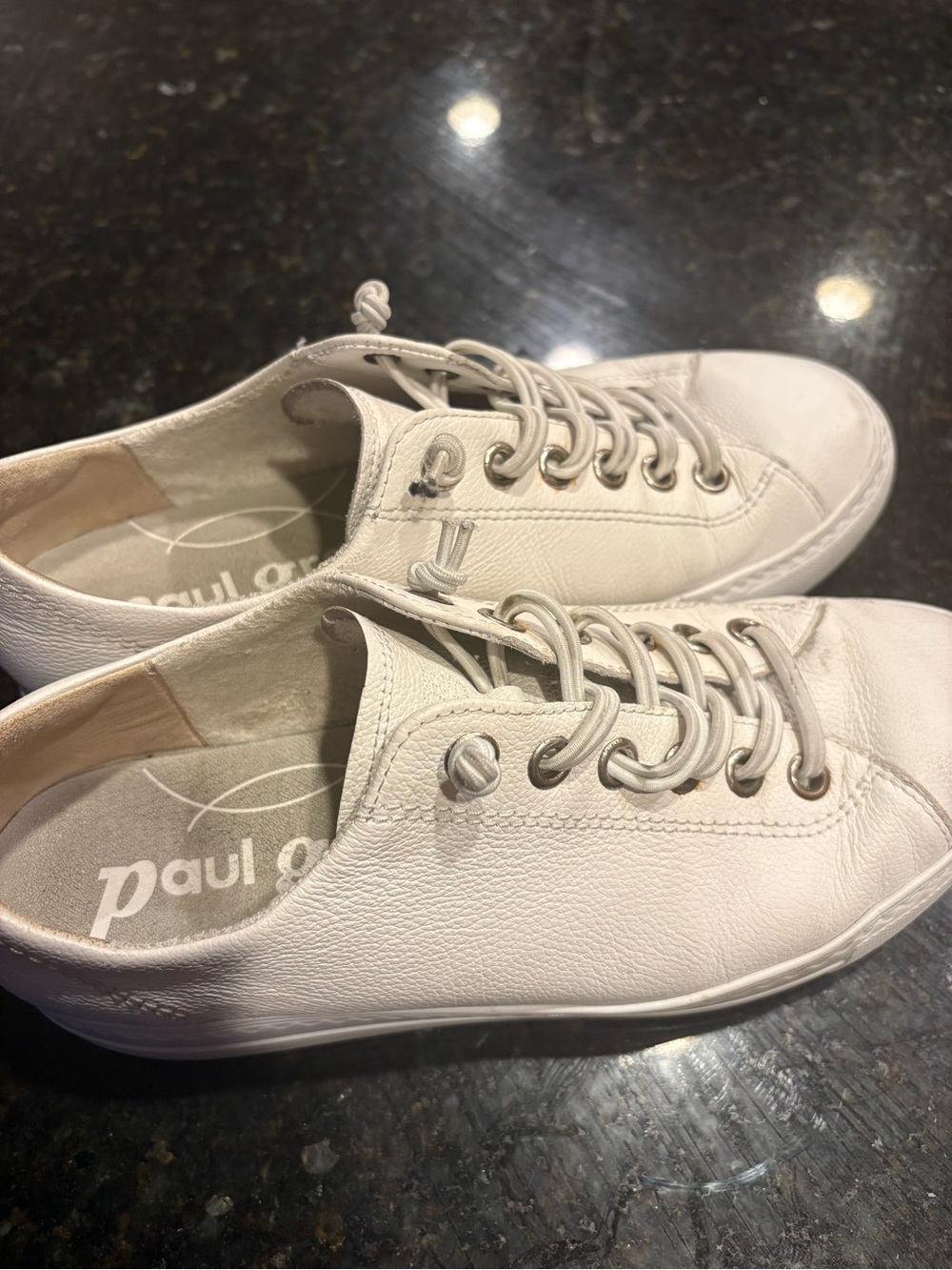Paul Green Off-White Leather Low-Top Sneakers
